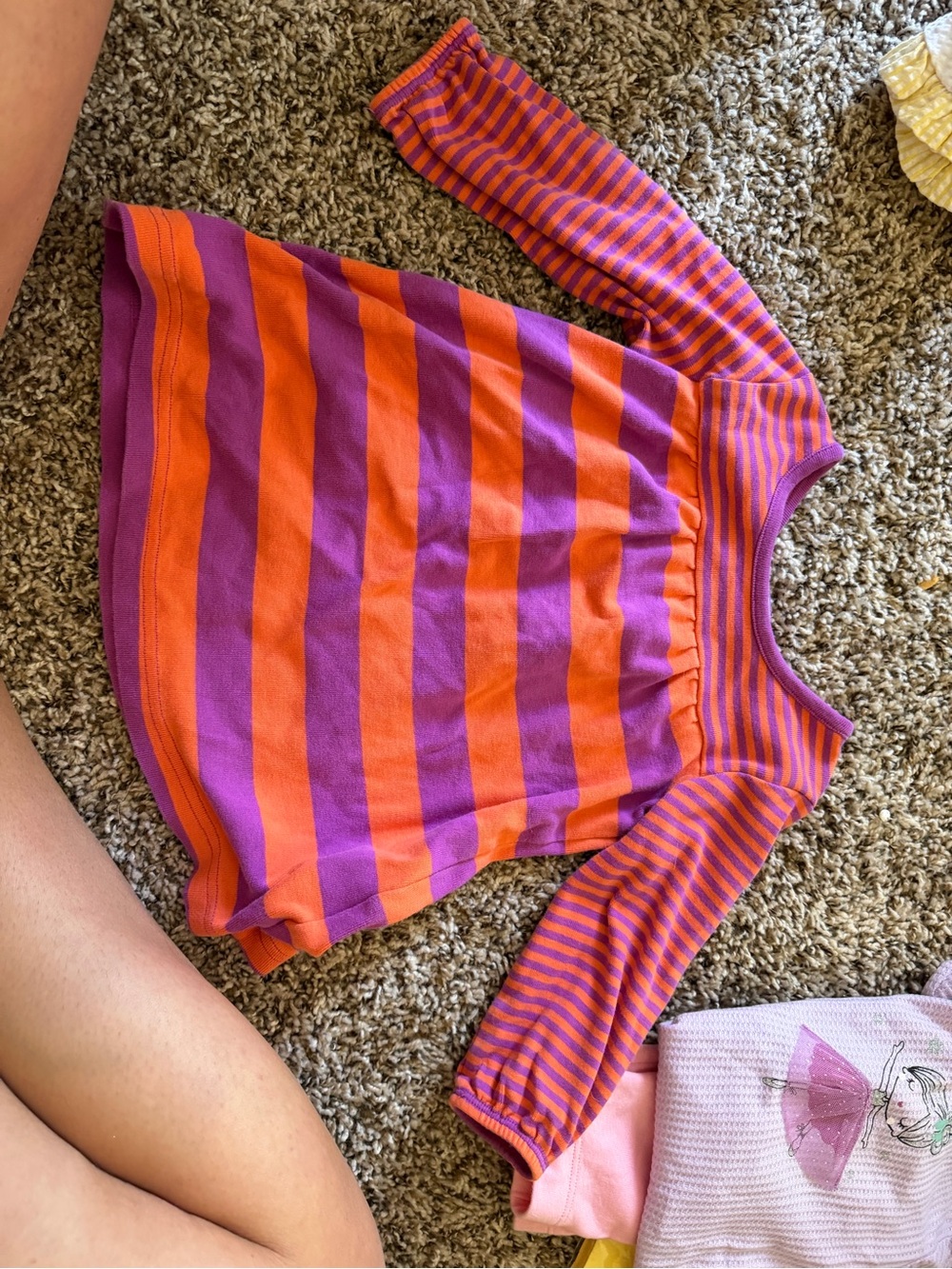 Hanna Andersson Purple & Orange Striped Long-Sleeve Kids Top